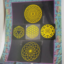 COE 96 - Sacred Geometry on Black and Clear - Dichroic glass chips for Fusing and Warm Glass Forming