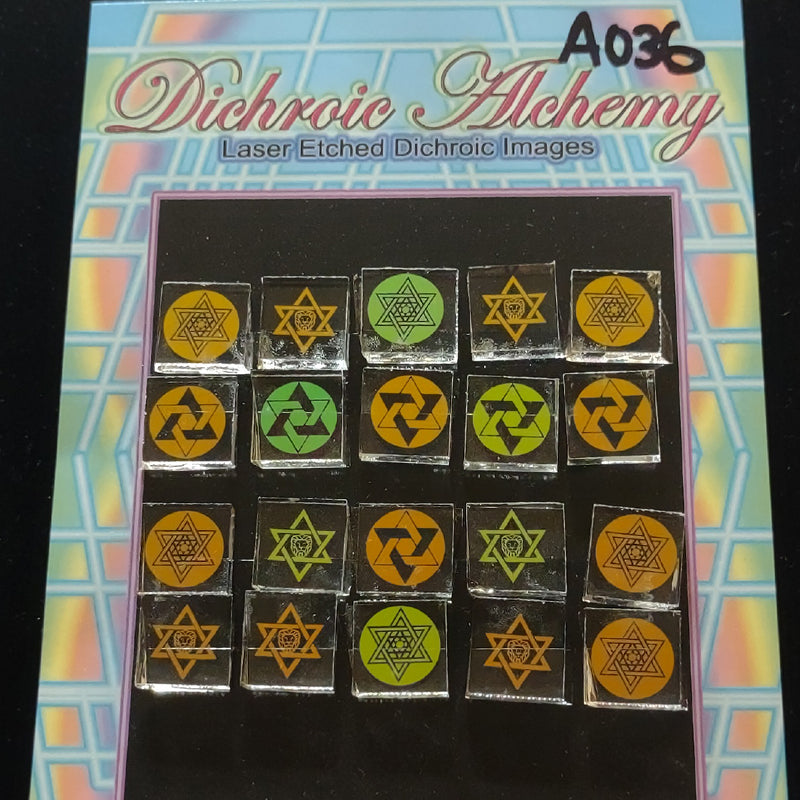 A036: Star of David 1/2 inch Boroimage Themepack COE33 Laser Etched Images for Flameworking.