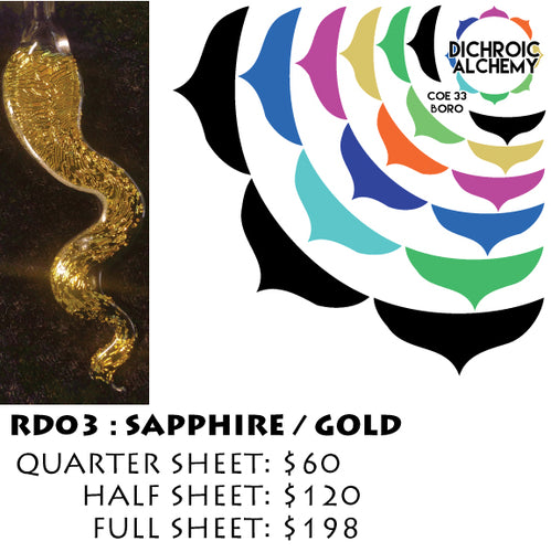 Dichroic Plate Glass: RD03 Sapphire / Gold 0.125