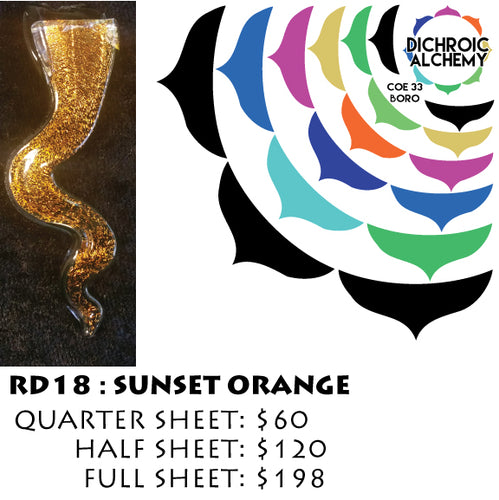 Dichroic Plate Glass: RD18 Sunset Orange 0.125