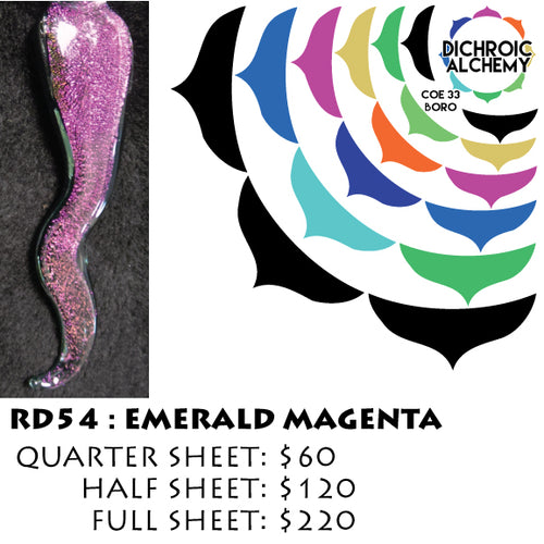 Dichroic Plate Glass: RD54 Emerald Magenta 0.125