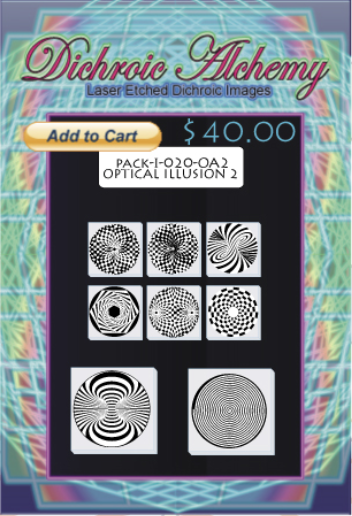 Optical Illusion Radial Mix #2 : Boroimage Themepack COE33 Laser Etched Images for Flameworking